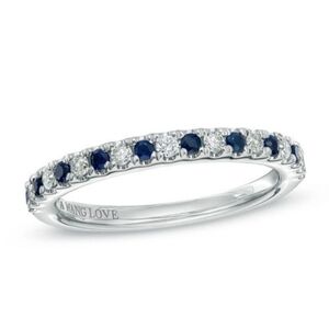 14k Vera Wang Diamond Sapphire Band from the Love Collection 0.12 Carats~ Size 8